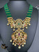 Green color beads chain with peacock design multicolor stones pendant with matching earrings