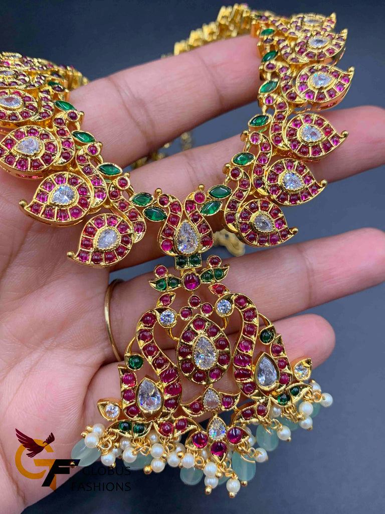 Multicolor Stones with traditional Ruby Stones mango design necklace set