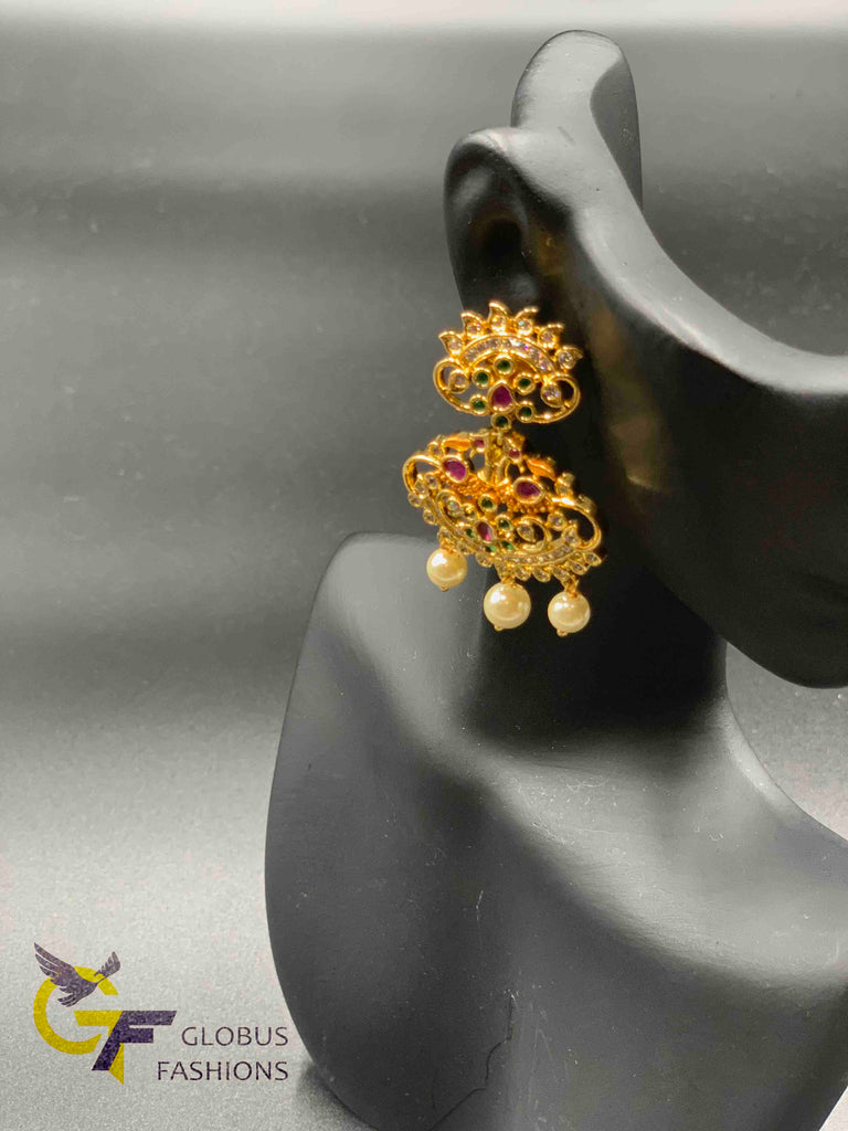 Multicolor stones peacock design necklace set