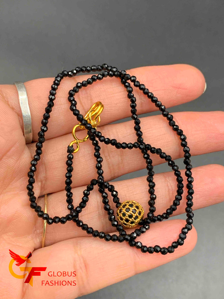Single line black Diamond beads chain with black stones small ball