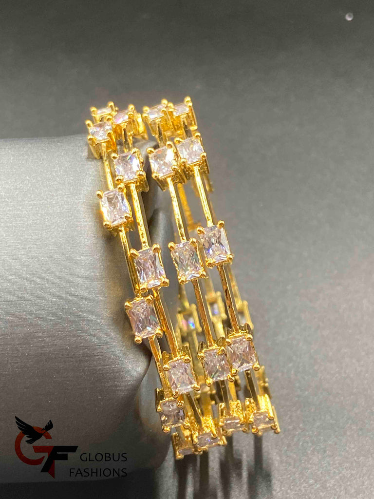 Traditional look square shape cz stones Bangles