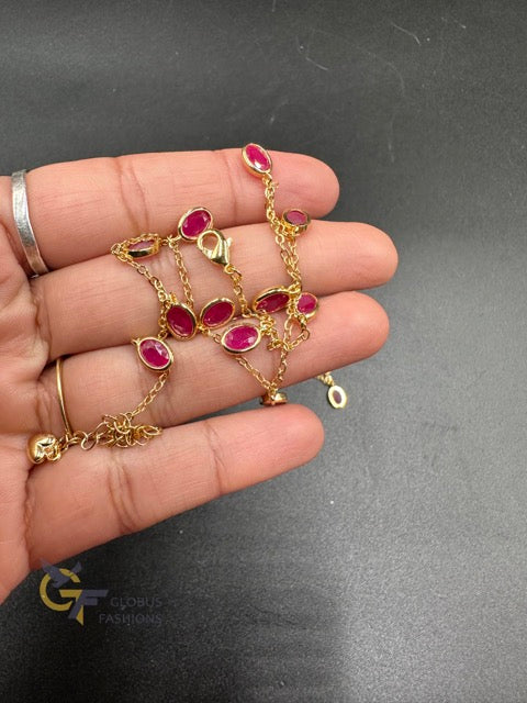 Ruby stones set of 2 anklets
