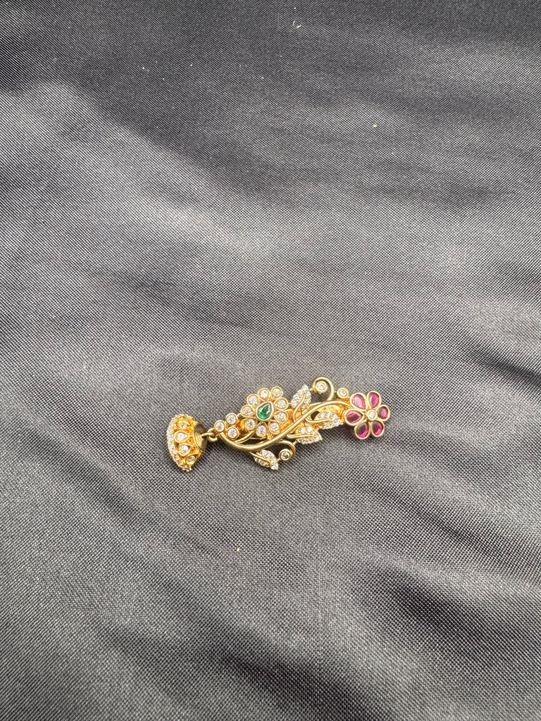 Flower design multicolor Stones Saree pin/ brooch