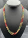 Swarovski pearls with Ruby & Emerald beads three three-line chain