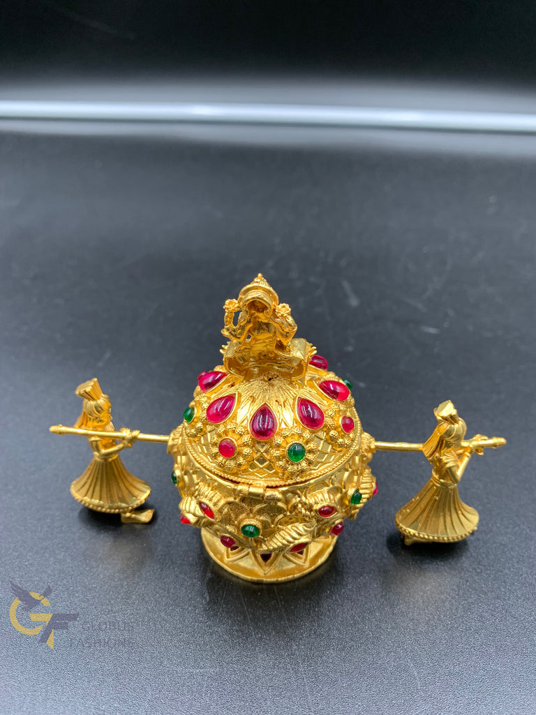 Red stone’s antique lakshmi Devi kumkum & turmeric box