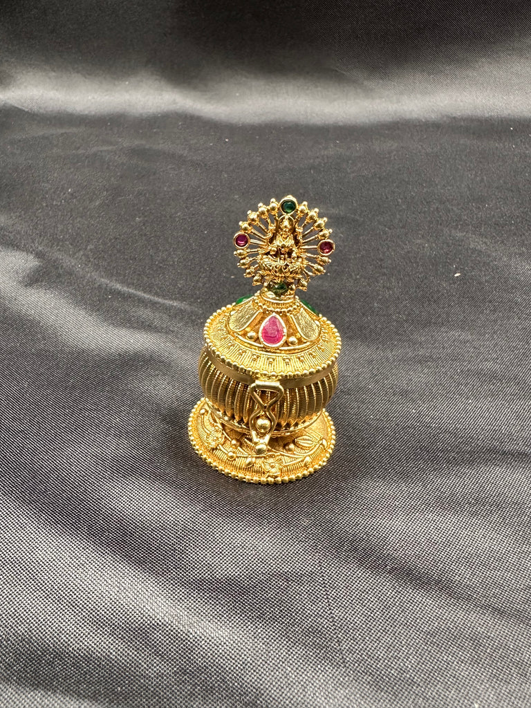 Beautiful multicolor Stones with Lakshmi print antique kumkum & Turmeric box