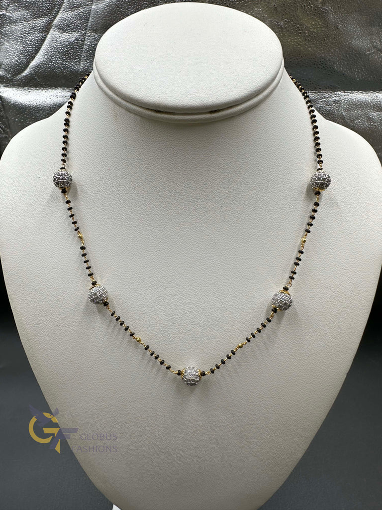 Single-line black diamond bead chain with CZ stone balls