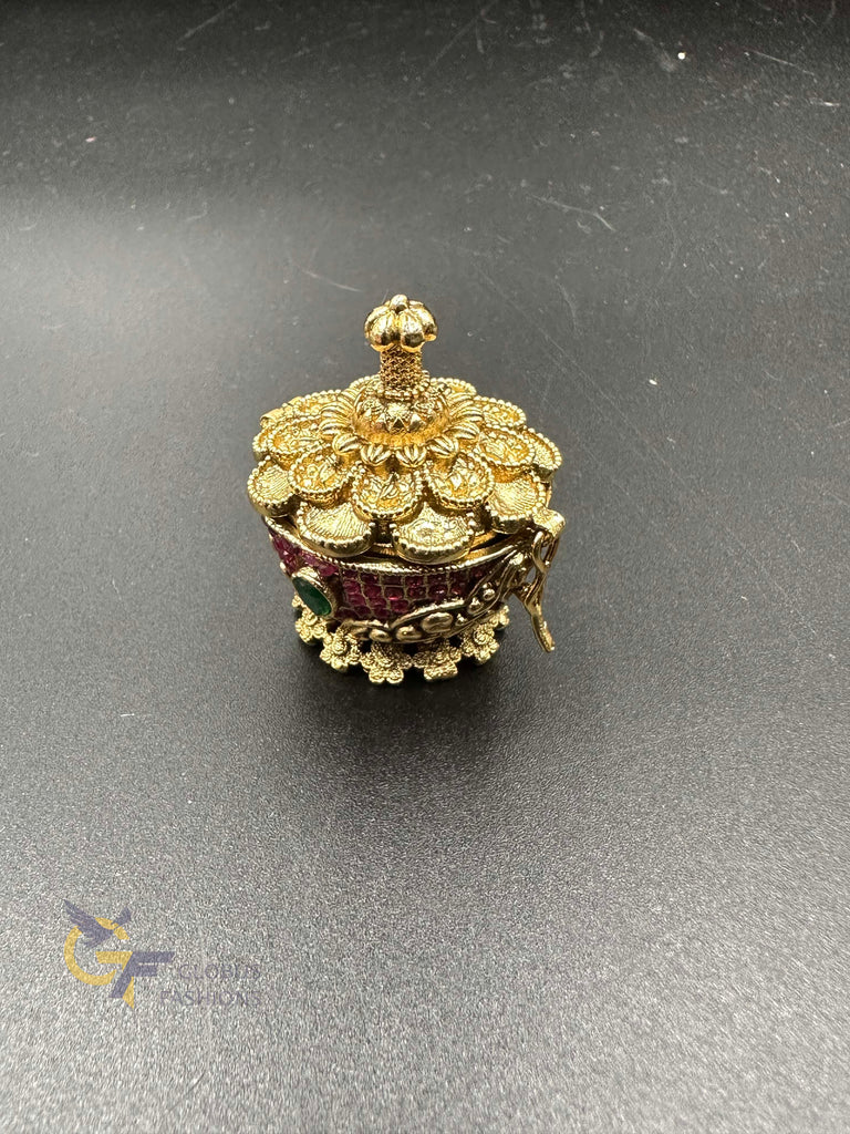 Antique fish ruby Stones small Kumkum box
HandmadeJewelry