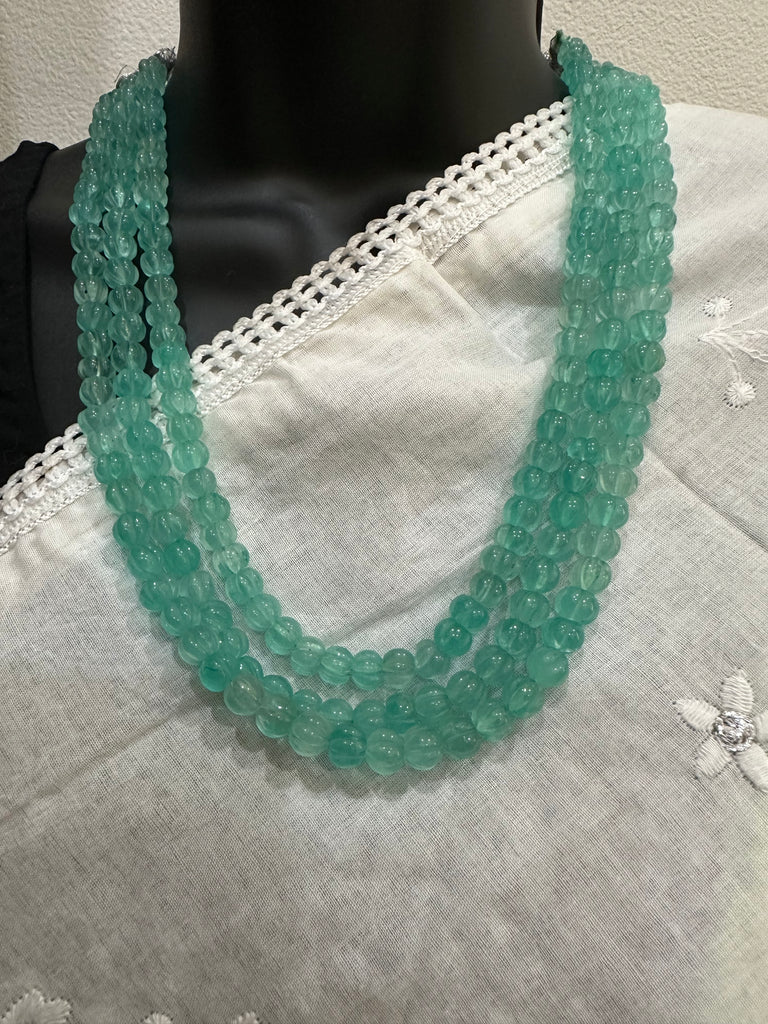 Original sea-green pumpkin beads three three-line chain