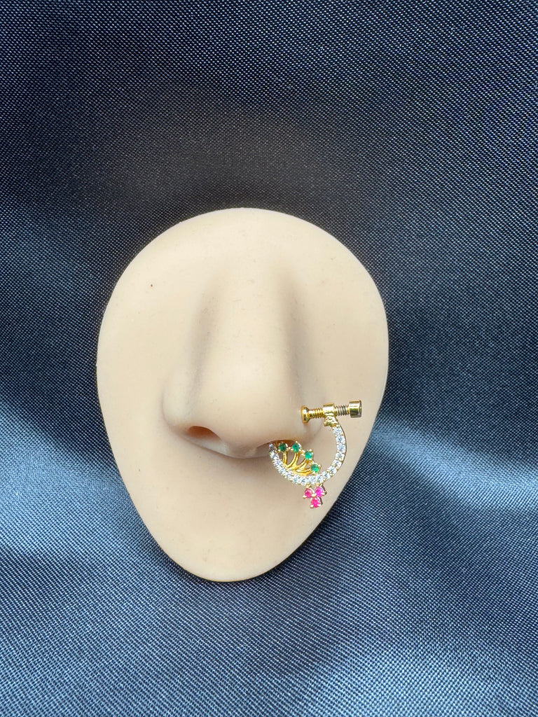 Multicolor stones nose ring