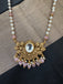 Pearls and pink beads chain with antique lotus pendant with matching jumka earrings