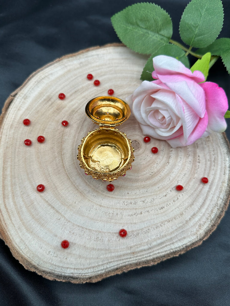 plain gold with Stones kumkum & Turmeric box