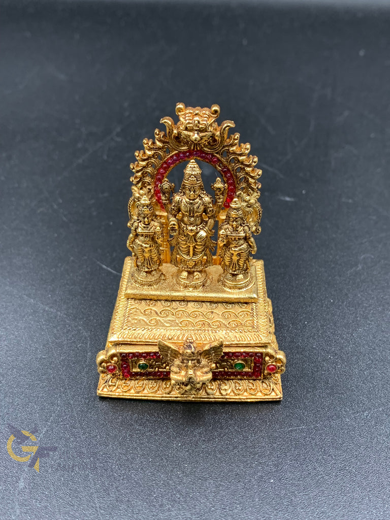 Venkateshwara Swamy, Bhoodevi, Sridevi with Garudalwar antique kumkum & turmeric box