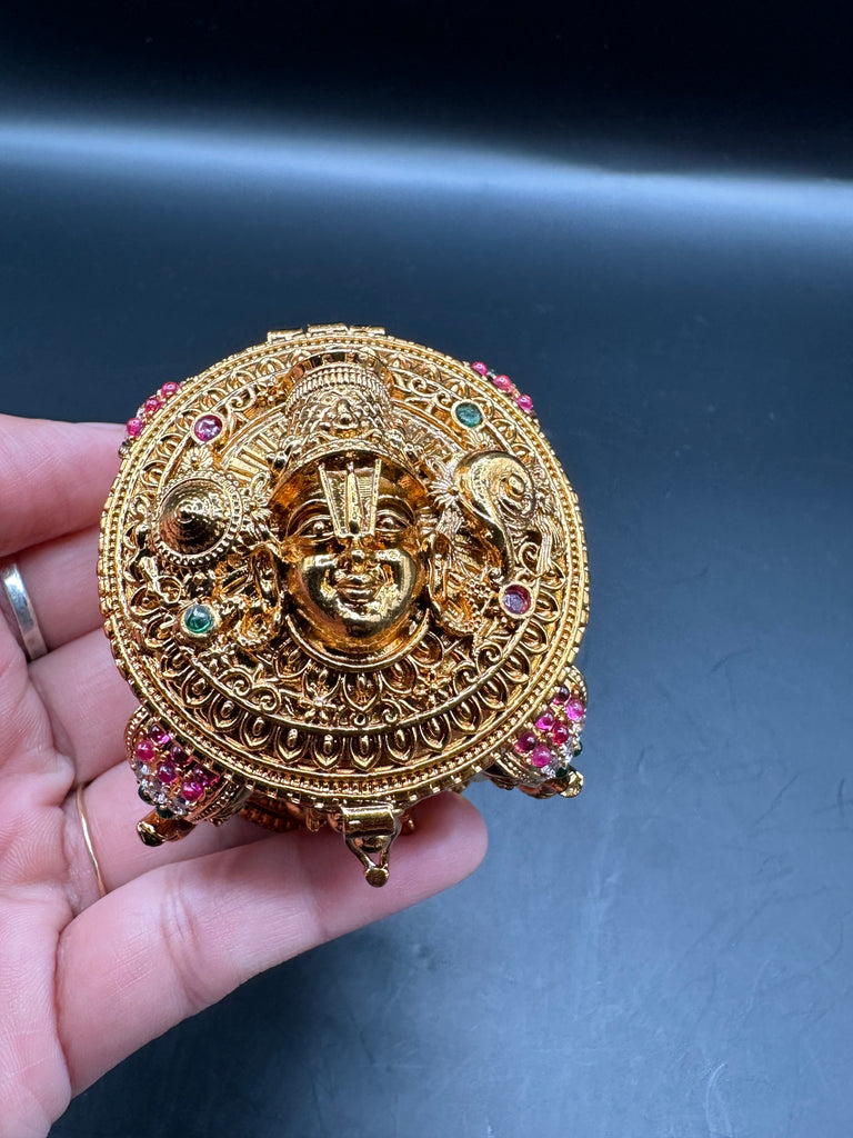 Beautiful multicolor Stones with Venkateshwara Swamy print kumkum & Turmeric box