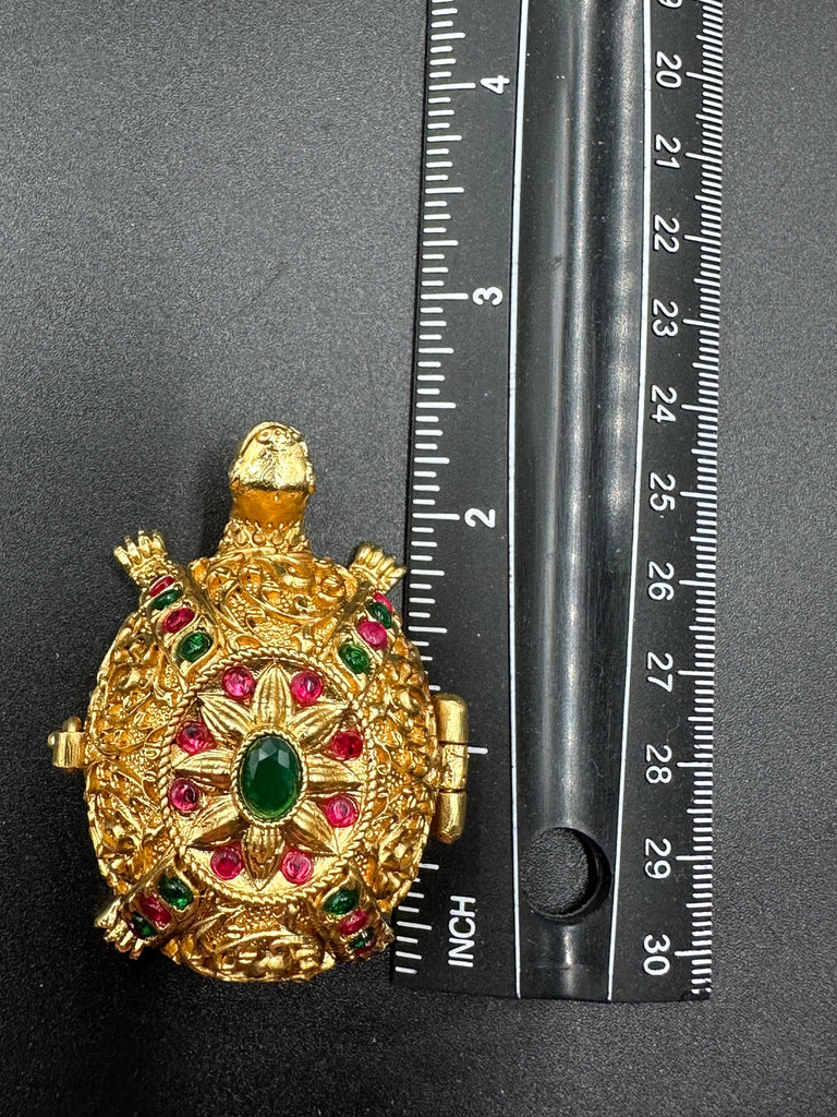 Multicolor Stones Turtle kumkum & Turmeric box