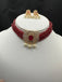 Ruby beads with CZ stones and pearls pendant with matching earrings