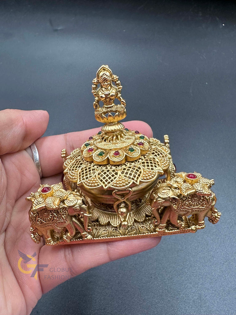 Lakshmi print with Elephants Kumkum Box