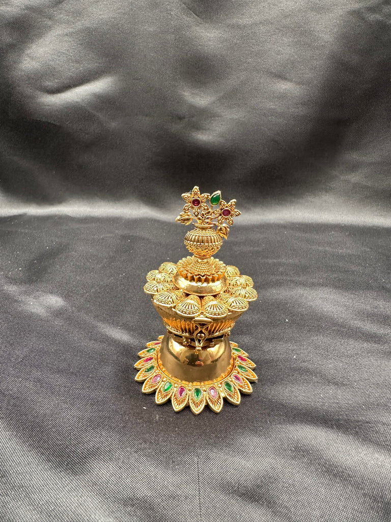 Multicolor Stones antique flower bouquet kumkum & Turmeric box