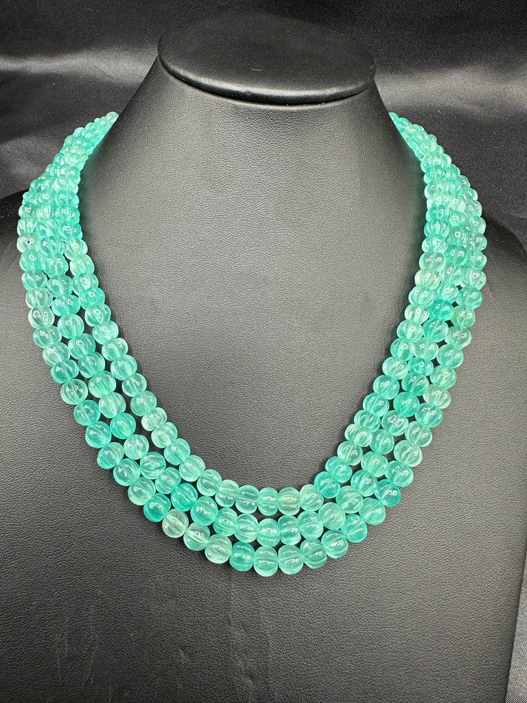 Original sea-green pumpkin beads three three-line chain