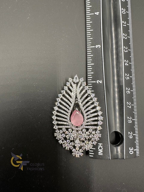 Leaf design silver saree pin/ Brooch