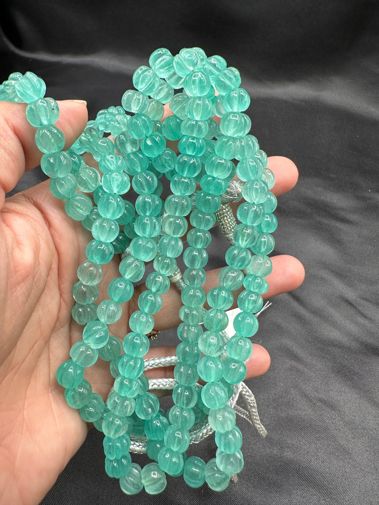 Original sea-green pumpkin beads three three-line chain