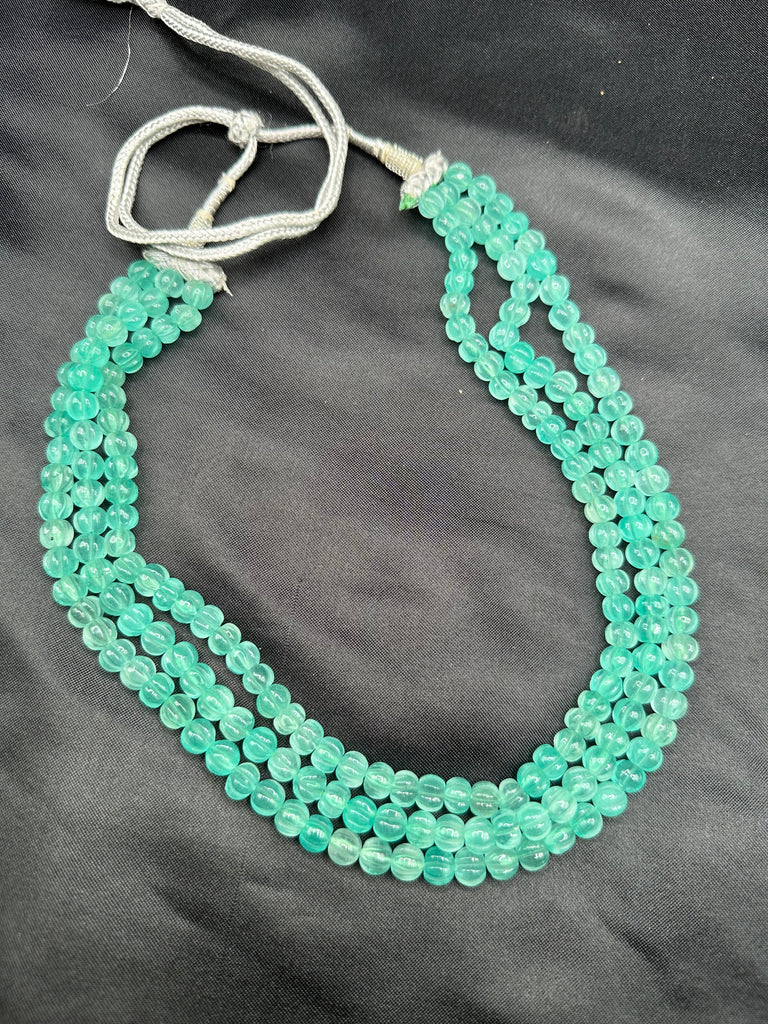 Original sea-green pumpkin beads three three-line chain