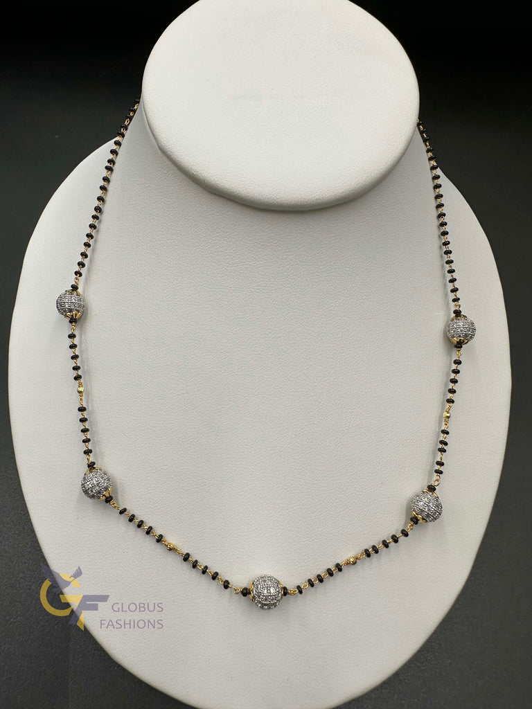 Single-line black diamond bead chain with CZ stone balls