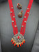 Elegant cz stones and Coral beads pendant set with matching jumka earrings