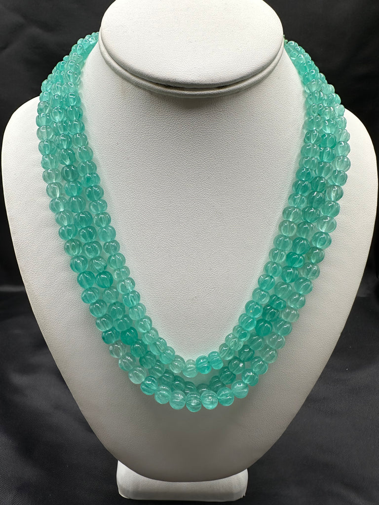 Original sea-green pumpkin beads three three-line chain