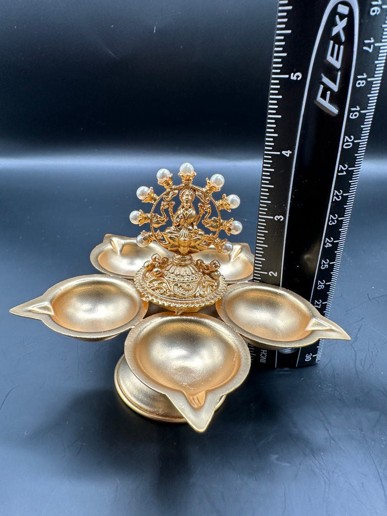 Full gold with pearls Lakshmi design Deepam/ Diya 
Set of 2 deepam