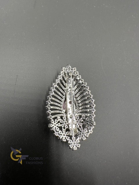 Leaf design silver saree pin/ Brooch
