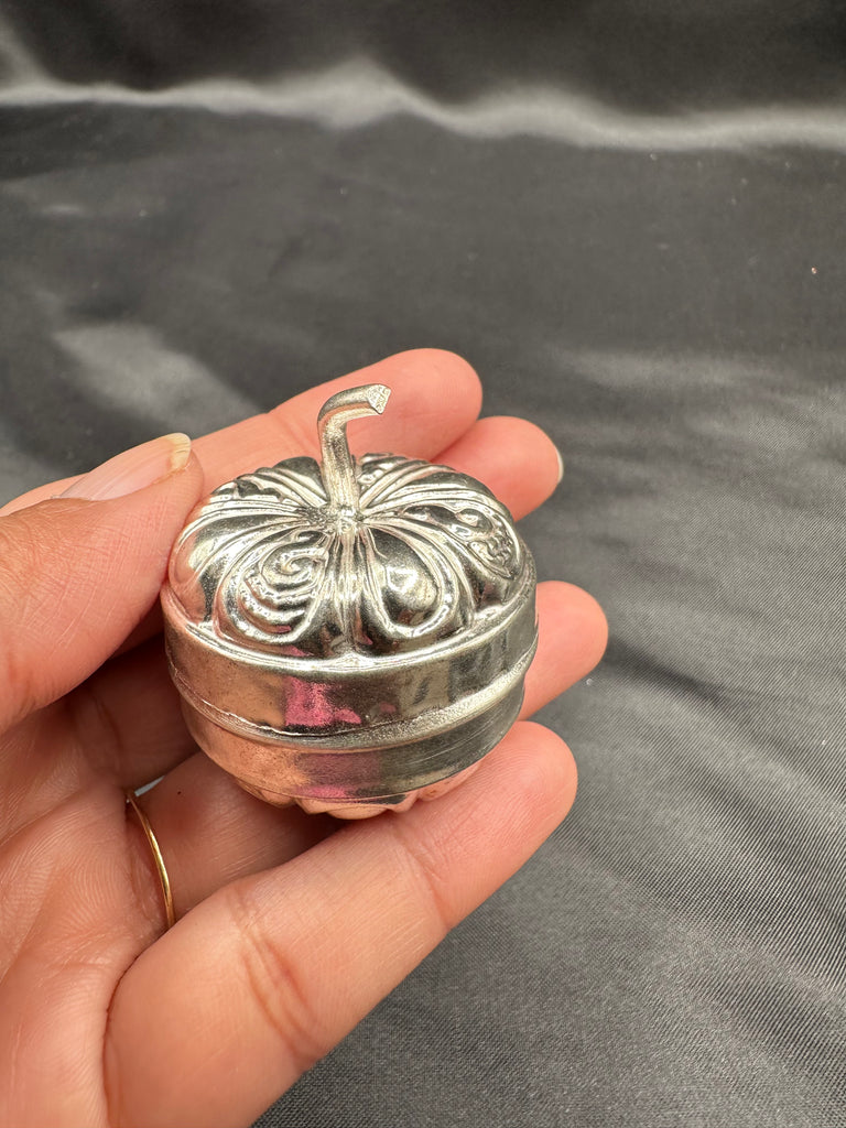 Pumpkin shape pure silver kumkum & Turmeric box