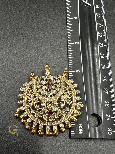 CZ stones with gold beads hair clip