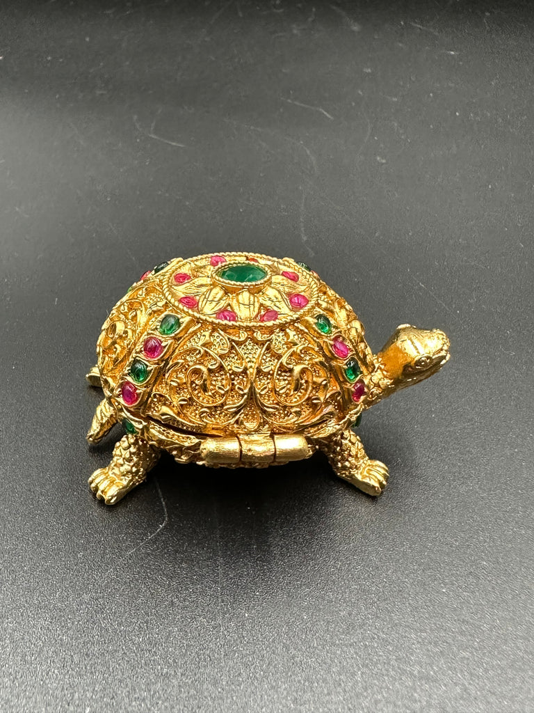 Multicolor Stones Turtle kumkum & Turmeric box