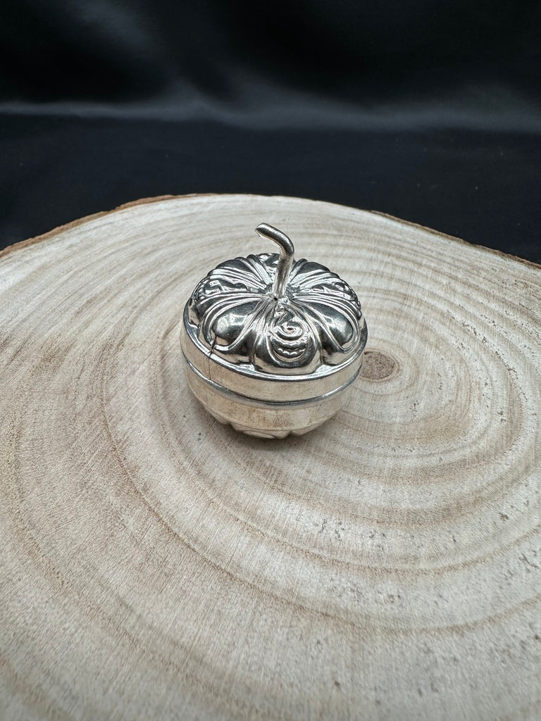 Pumpkin shape pure silver kumkum & Turmeric box