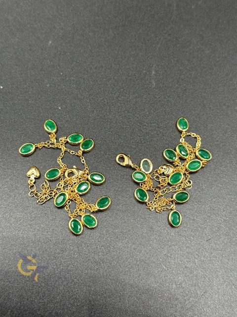 Emerald stones gold anklets