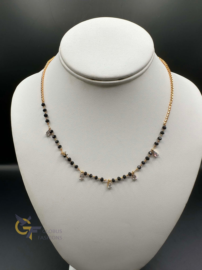 Single-line black diamond beads with cz Stones drops