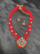 Elegant cz stones and Coral beads pendant set with matching jumka earrings