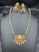 Pearls and pink beads chain with antique lotus pendant with matching jumka earrings