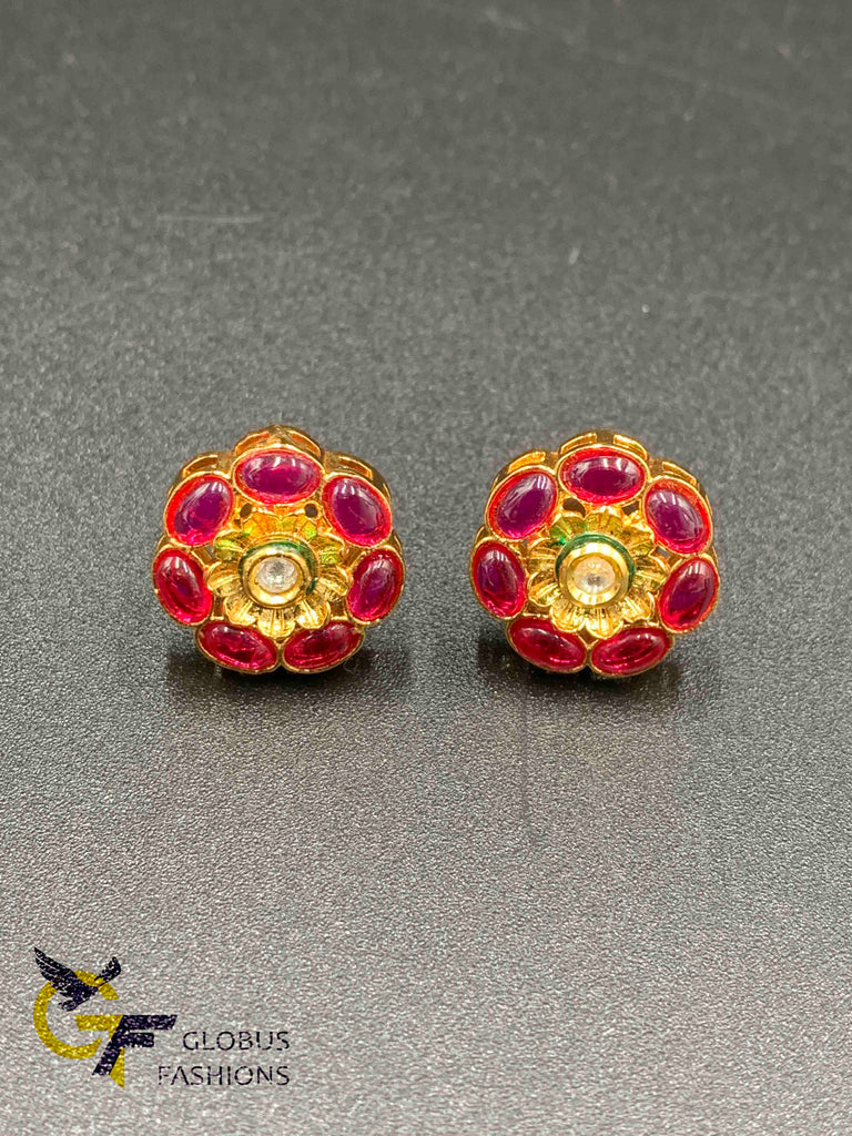 Traditional ruby round earrings