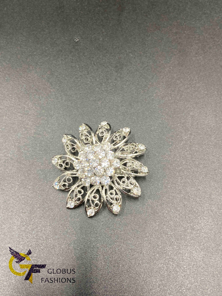 Flower design cz stones saree pin/ brooch