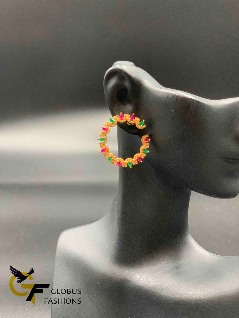 Multicolor stones round shape earrings