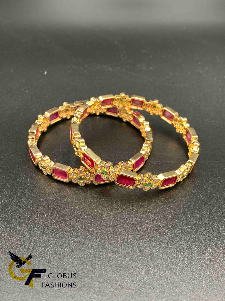 Ruby & Emerald Stones with cz Stones Bangles