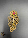 Cz stones and ruby stones flower with leaf design pendant set