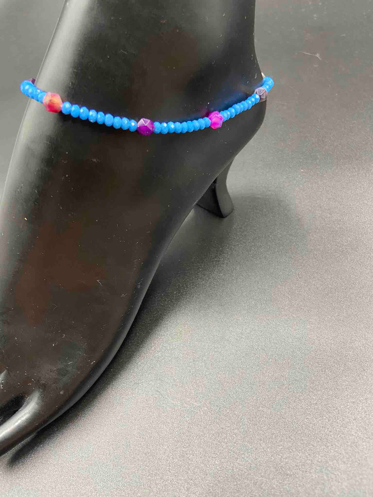 Blue Crystals with multicolored beads