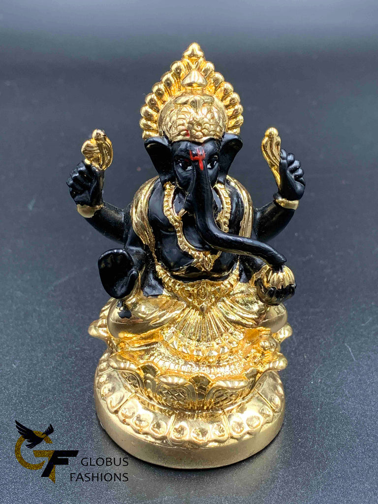 Gold with black enamel Paint lord Ganesha Idol