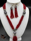 Maroon color crystal beads necklace set