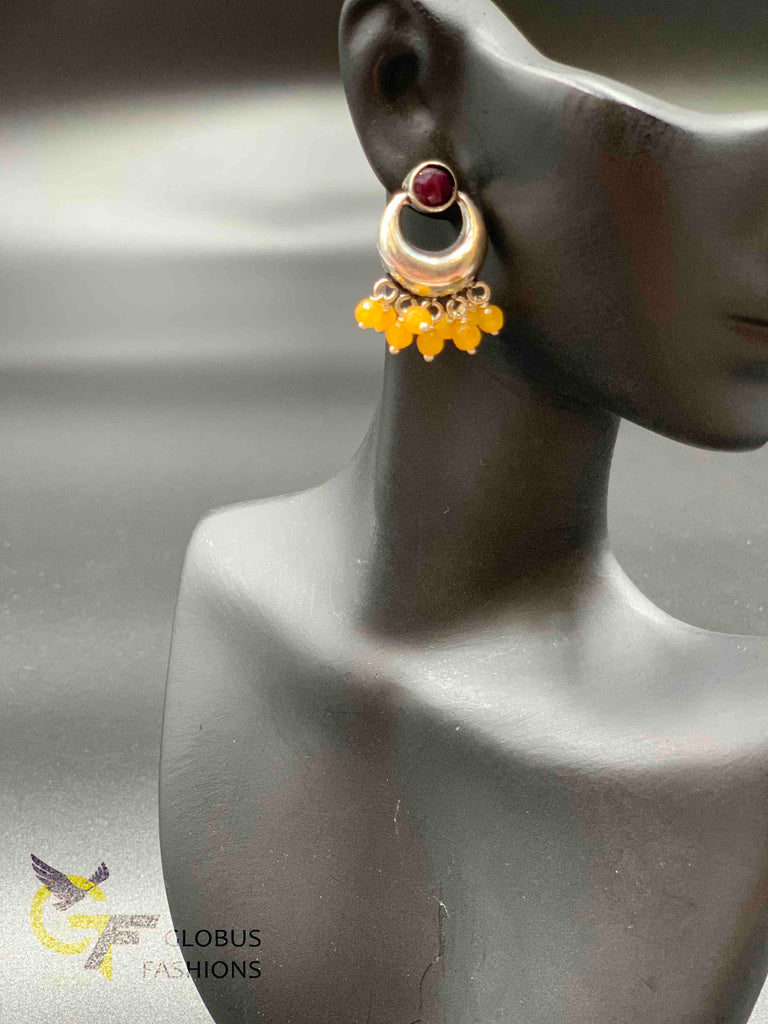 Oxidized German silver different color beads chandbali earrings