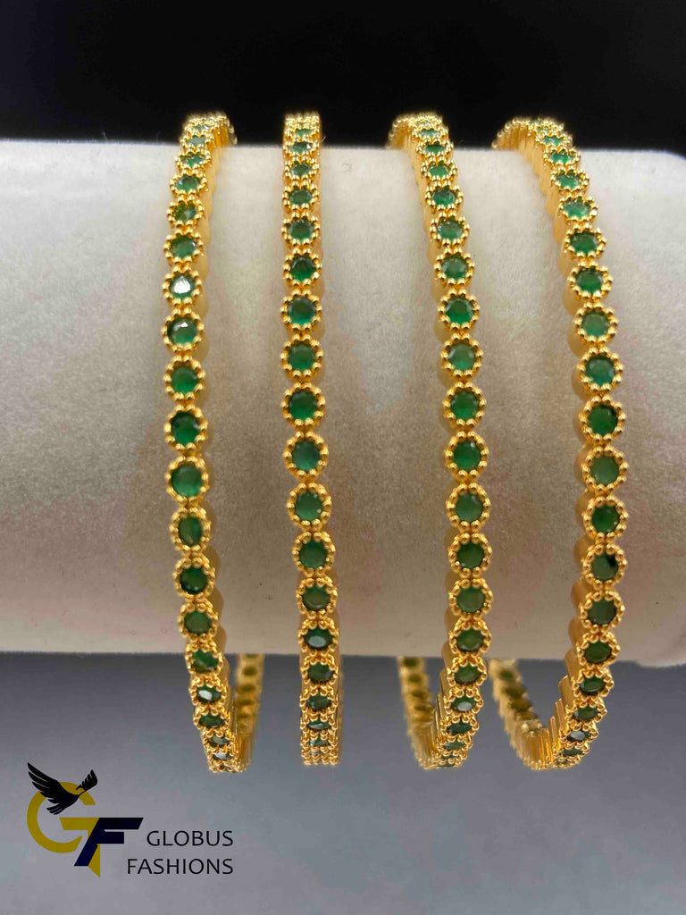 Small emerald stones set of four bangles
