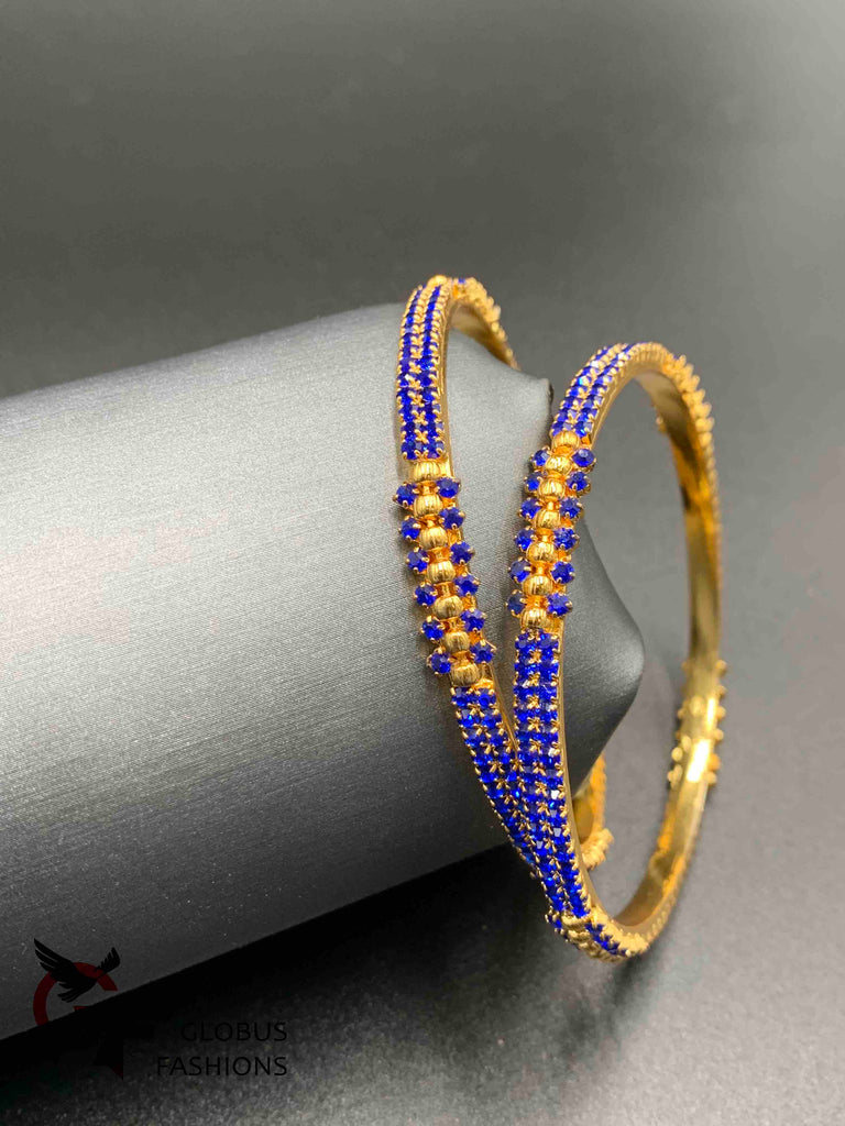 Bright blue stones set of two bangles
